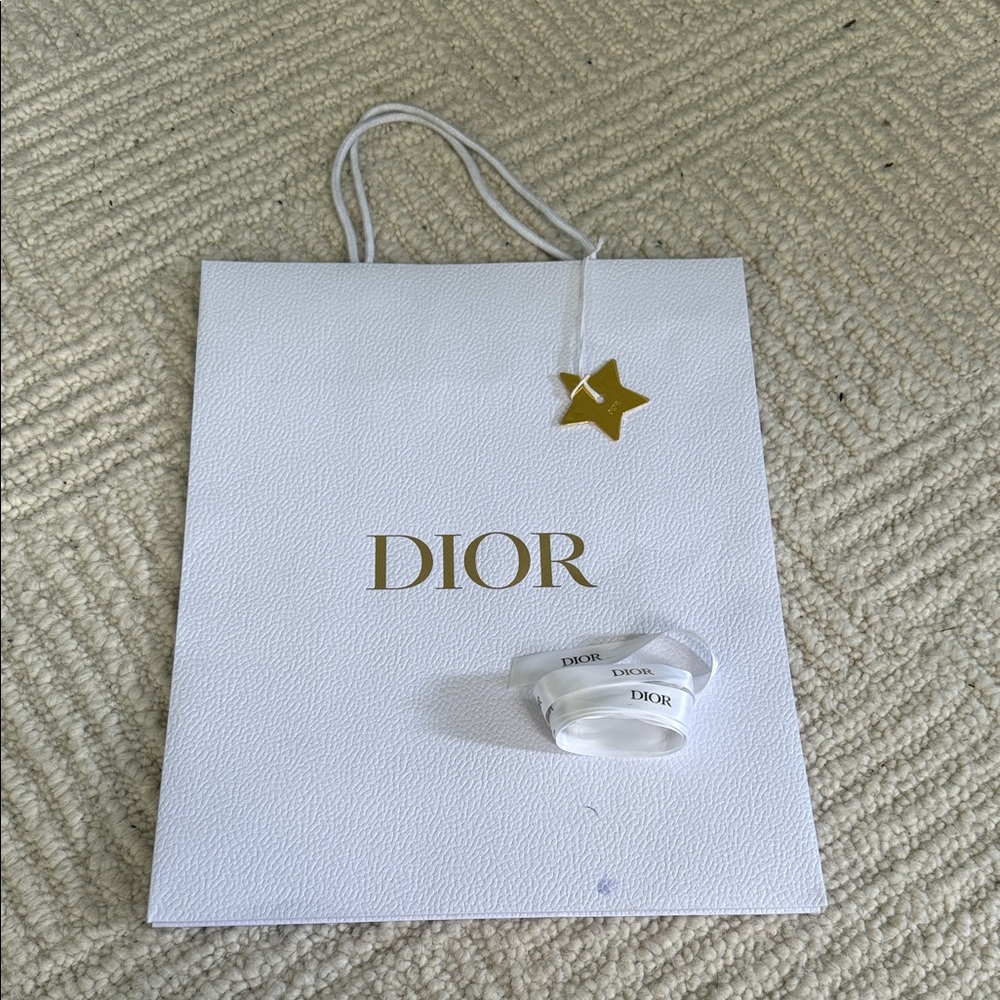 Dior White Bag with Gold Star Accent